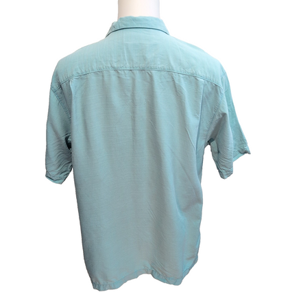 Chemise Hawaïenne Tommy Bahama LG 90% Soie Vert Pâle Boutons Bois