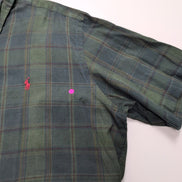 Chemise Ralph Lauren Classic Fit M Kaki Carreaux Manches Courtes Vintage