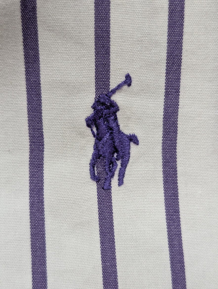 Chemise Ralph Lauren Shirt Golf L Lowell Sport Rayée Violet Two-Ply Coton