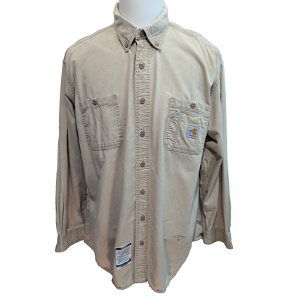 Chemise Carhartt FR 2XL Beige Workwear Coupe-Feu 3 Poches manches longues