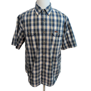 Chemise Carhartt L Oxford Bleu Jaune Carreaux Manches courtes Coton 2 Poches
