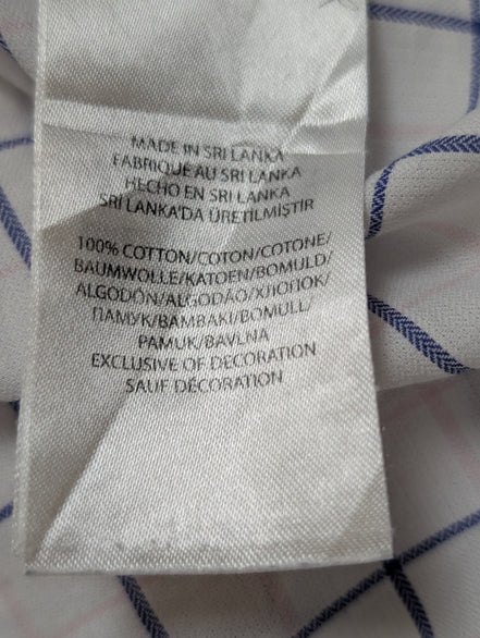 Chemise Ralph Lauren blanche à carreaux bleue logo bleu marine coton taille L bd