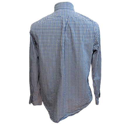 Chemise Ralph Lauren L Bleu Carreaux Logo Rose Coton Manches Longues