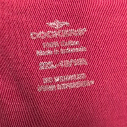 Chemise DOCKERS Homme 2XL Bordeaux Unie Manche Courte Poche