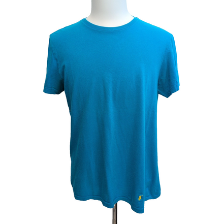 T-shirt Polo Ralph Lauren M Classic Fit Bleu Ciel Logo Jaune 100% Coton