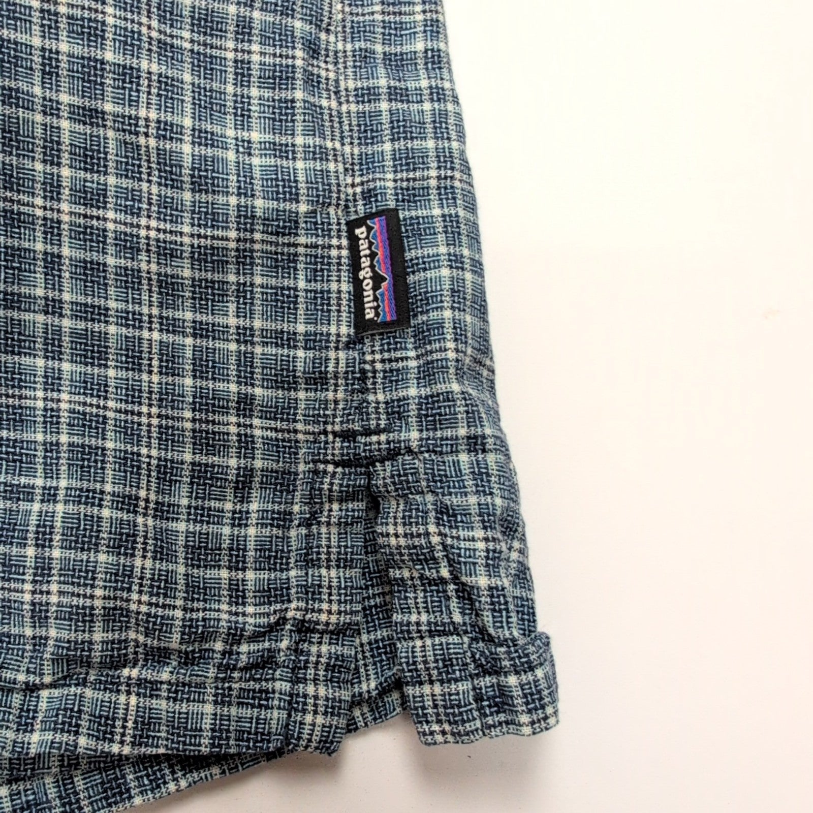 Chemise Patagonia S Bleu Carreaux Chanvre Coton Bio Manches Courtes