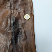Scully Blouson Veste Cuir Véritable Vintage Marron Clair T44 XL Aviateur