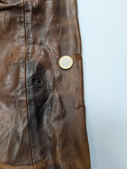 Scully Blouson Veste Cuir Véritable Vintage Marron Clair T44 XL Aviateur