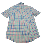 Chemise CHAPS vert bleu rose à carreaux manches courtes taille S #8e