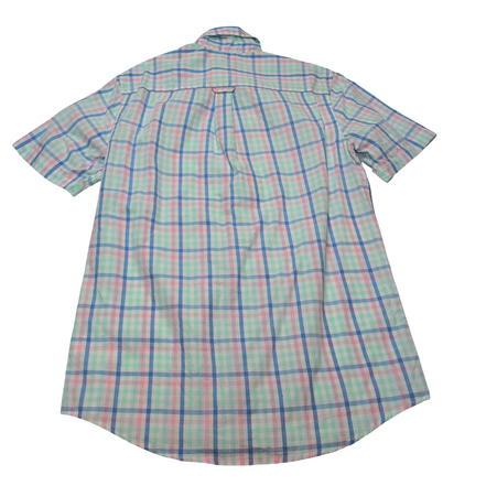 Chemise CHAPS vert bleu rose à carreaux manches courtes taille S #8e