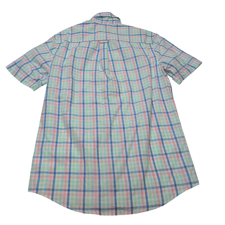 Chemise CHAPS vert bleu rose à carreaux manches courtes taille S #8e