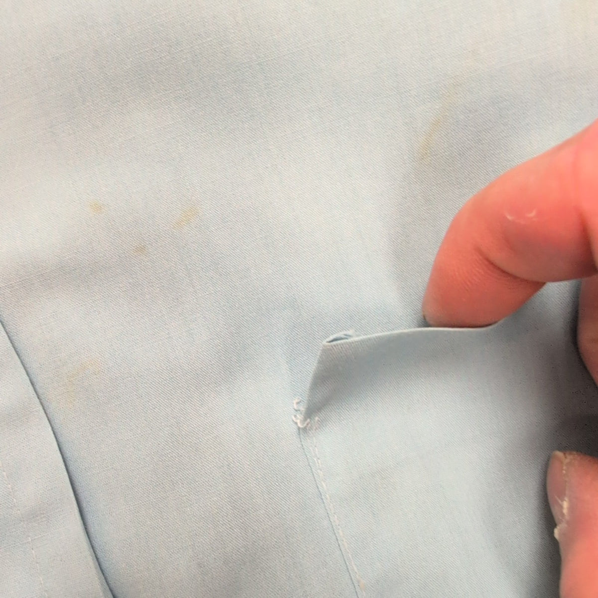 Chemise Bonaire Vintage 70s Bleu Col Pointe Permanent Press Taille L