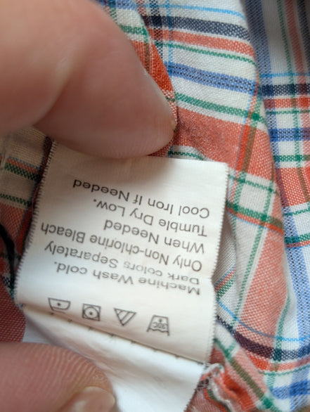 Chemise CHAPS orange manches courte à carreaux taille L 1 poche homme