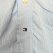 Chemise Tommy Hilfiger Homme Taille M/L Bleu Clair Rayée Coton Poche