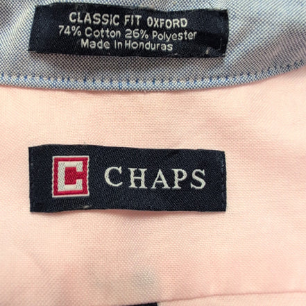Chemise Chaps Homme Rose Pâle Classic Fit Oxford Taille M/L Poche Coton