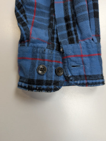 Chemise L.L. BEAN Flanelle Vintage Carreaux Bleu Noir Manches Longues Taille XL