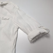 Chemise Armani Exchange LG 100% Lin Blanche 2 Poches Manches Retroussables
