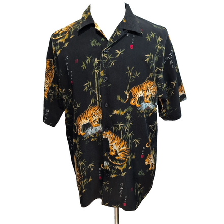 Chemise Hawaïenne Manches Courtes No Boundaries Tigre Noir M Japon