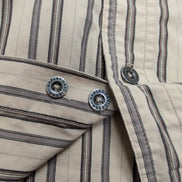 Chemise Harley Davidson XL Beige Rayures Brodée Dos Moto USA