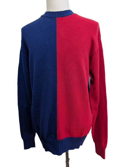 Pull BROOKS BROTHERS Bicolore Bleu Rouge Taille L 100% Coton