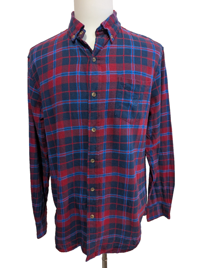 🌲 CHEMISE FLANELLE PERFORMANCE CHAPS L (G) CARREAUX ROUGE BLEU LOGO BRODÉ