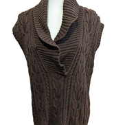 Pull Sans Manches CHAPS Femme Marron Col Roulé sans manches Taille M 100% Coton