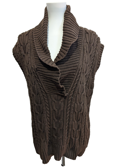 Pull Sans Manches CHAPS Femme Marron Col Roulé sans manches Taille M 100% Coton