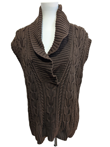 Pull Sans Manches CHAPS Femme Marron Col Roulé sans manches Taille M 100% Coton