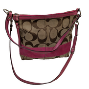 Sac Coach Signature Rose Fuchsia Toile Jacquard Bandoulière
