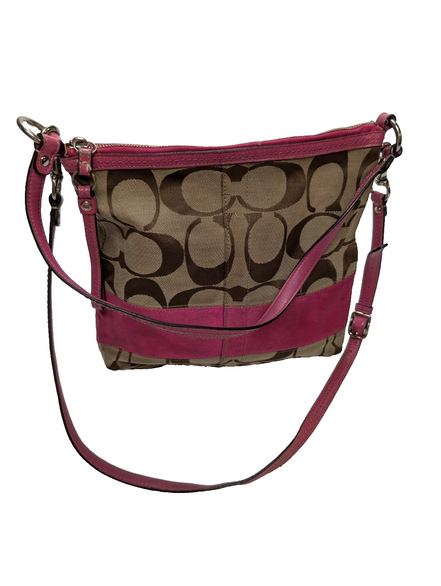 Sac Coach Signature Rose Fuchsia Toile Jacquard Bandoulière