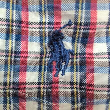Chemise Ralph Lauren Blake S Carreaux Rouge Bleu Logo Brodé manches longues
