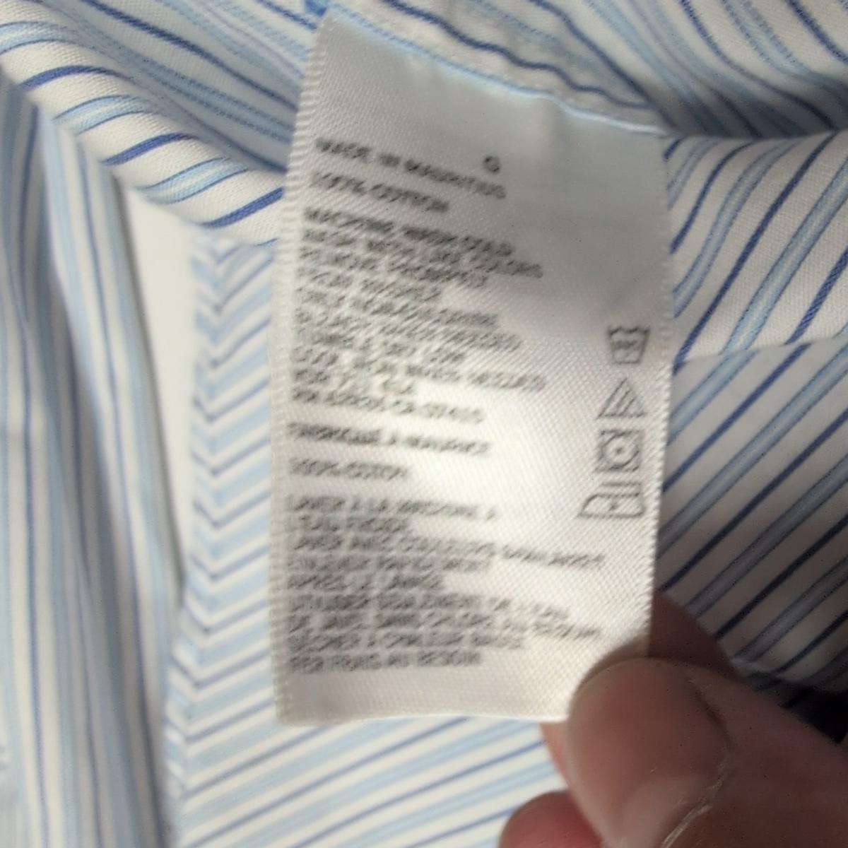 Chemise Nautica L Slim Fit Bleu Rayures Made in Mauritius Coton manches longues