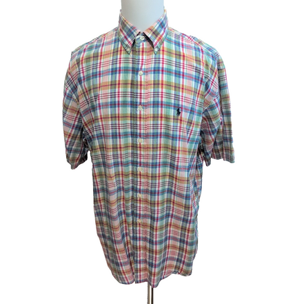 Chemise Ralph Lauren Blair XL Rouge Bleu Carreaux Manches courtes