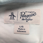 Chemise Penguin L Bleu Clair Uni Lin Coton Manches Retractables