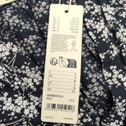 Haut Esprit Femme M Bleu Marine Fleuri Blanc Manches Courtes Viscose Neuf