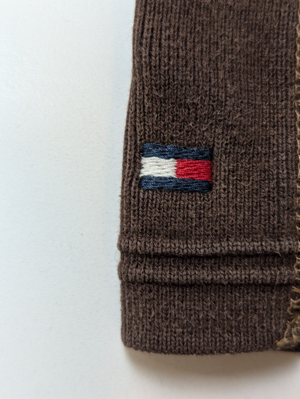 Pull Tommy Hilfiger Marron Texturé Gaufré & Côtelé - Taille L (M)