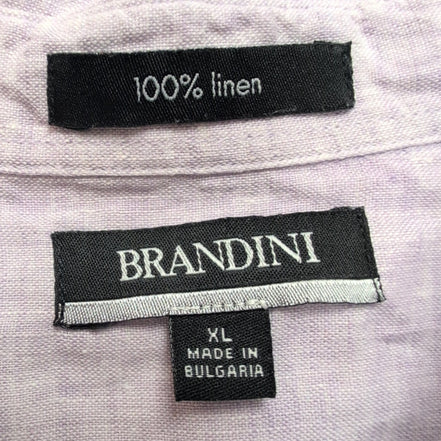Chemise Brandini XL 100% Lin Violet Clair Manches Courtes Poche