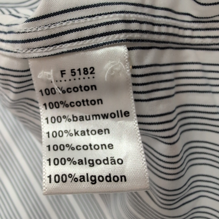 Chemise Lacoste XXL Blanche Rayures Grises Made in Hong Kong 100% Coton