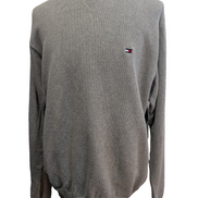 Pull Tommy Hilfiger Homme Col Rond Gris Maille Robuste - Taille XL