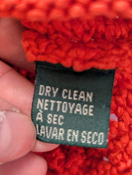 Pull femme LAUREN Ralph Lauren orange maille ajourée crochet coton taille M
