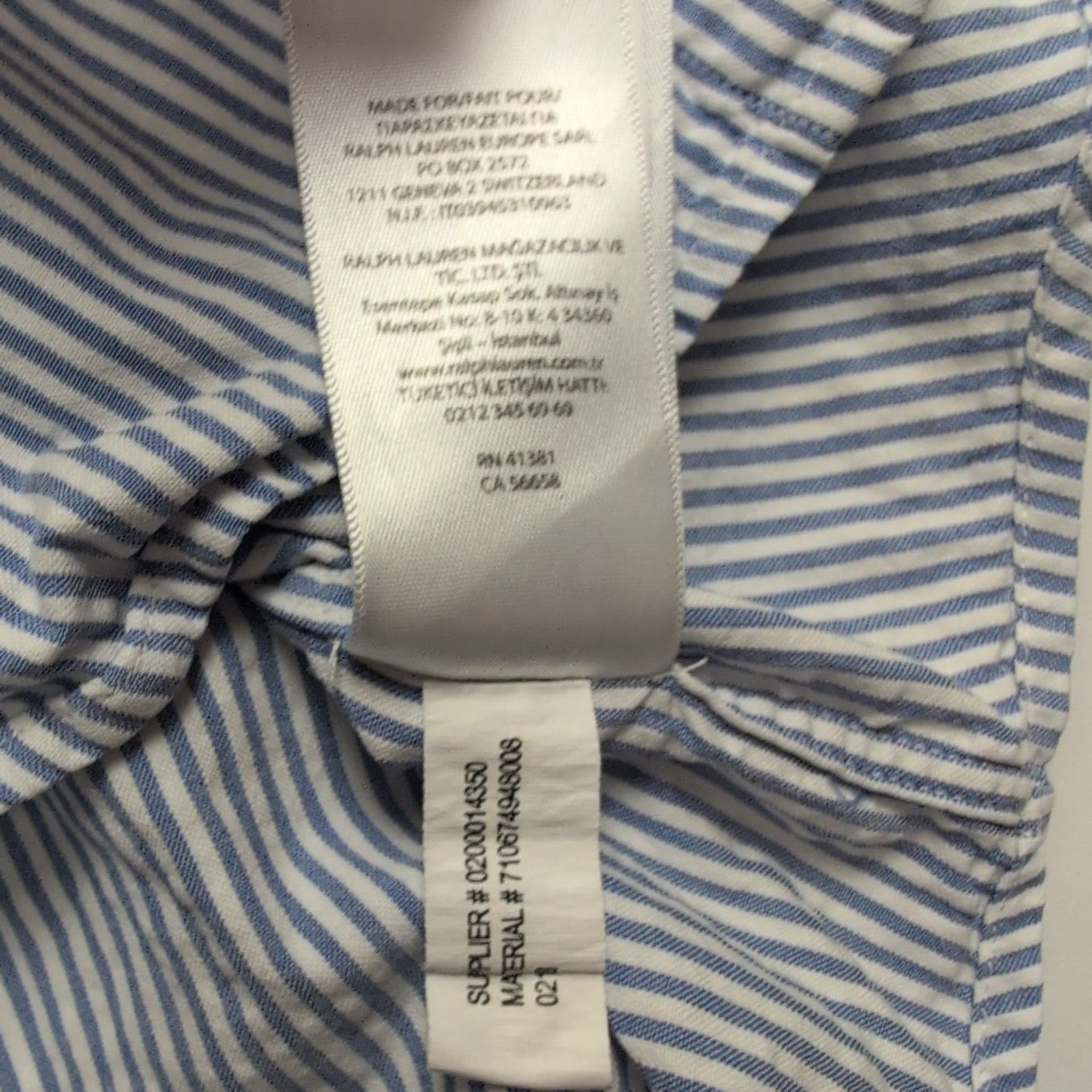 Chemise Ralph Lauren S Bleue Rayures Logo Bleu Manches Courtes