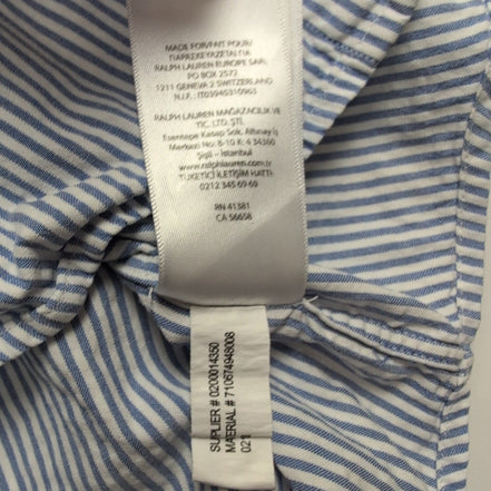 Chemise Ralph Lauren S Bleue Rayures Logo Bleu Manches Courtes