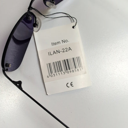 Bar-On® Lunettes de Soleil Ovales Violettes Y2K Branches Fines Métal Noir Mat
