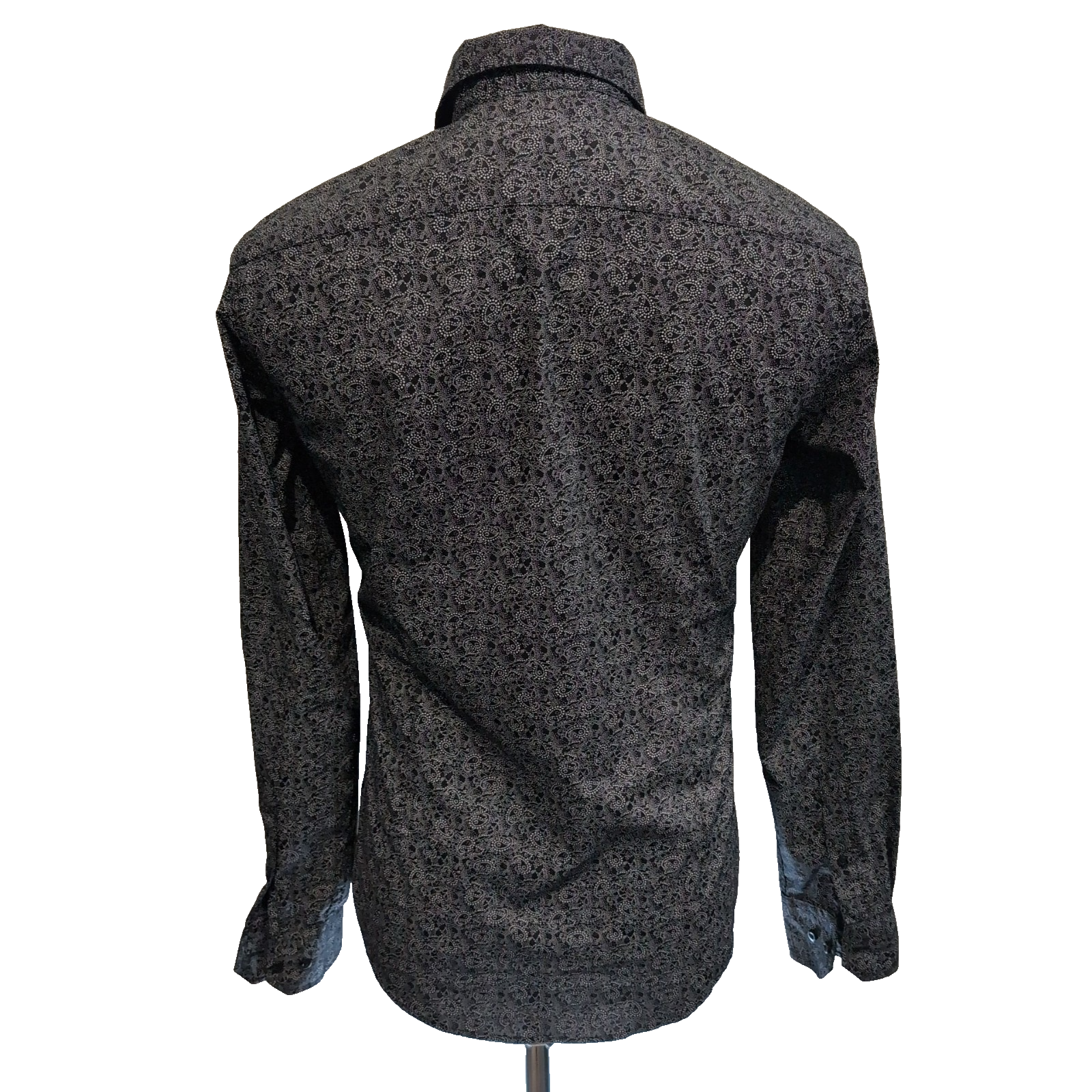 Chemise SMOG S Slim Fit Noire Motif Cachemire Paisley Manches Longues