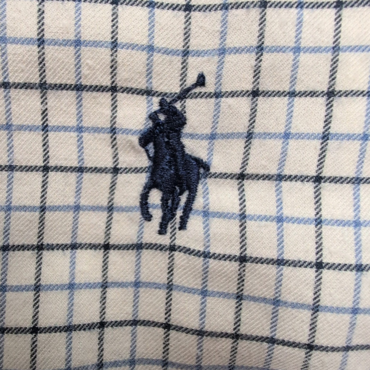 Chemise Ralph Lauren XL Blanche Carreaux Bleu Noir Logo Marine Button Down Shirt