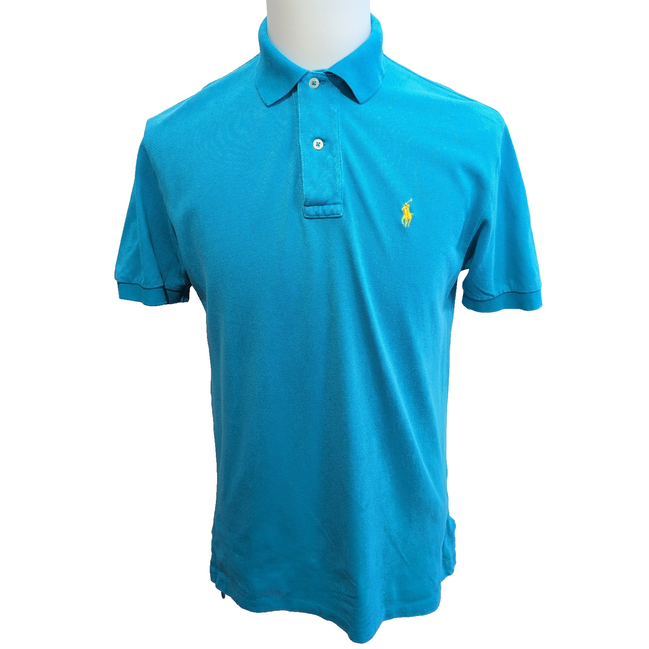 Polo Ralph Lauren Homme S Bleu Ciel Logo Jaune Polo Manches Courtes