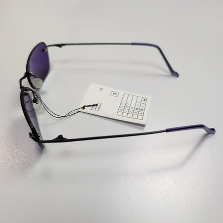 Bar-On® Lunettes de Soleil Ovales Violettes Y2K Branches Fines Métal Noir Mat