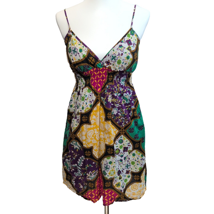Robe d'Été Femme S Fine Bretelle Coton Fleurie Dos Élastiqué Vintage
