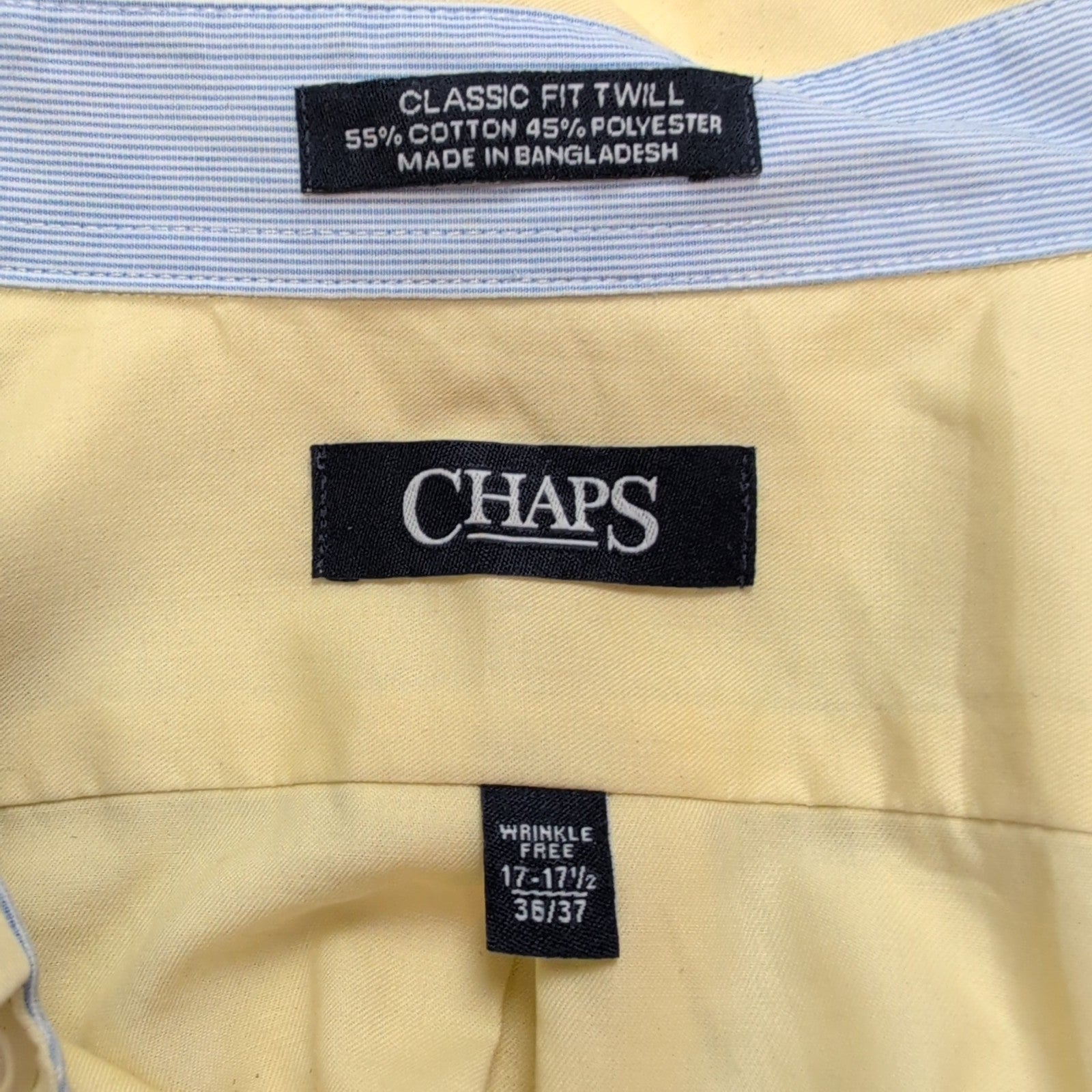 Chemise CHAPS jaune taille XXL uni manches longues homme