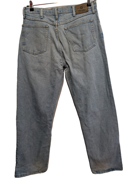 Jean Wrangler Relaxed Fit Bleu Clair W34 L32 Toile Épaisse Vintage Homme